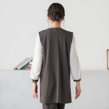 Brown Georgette Jersey Vest_05