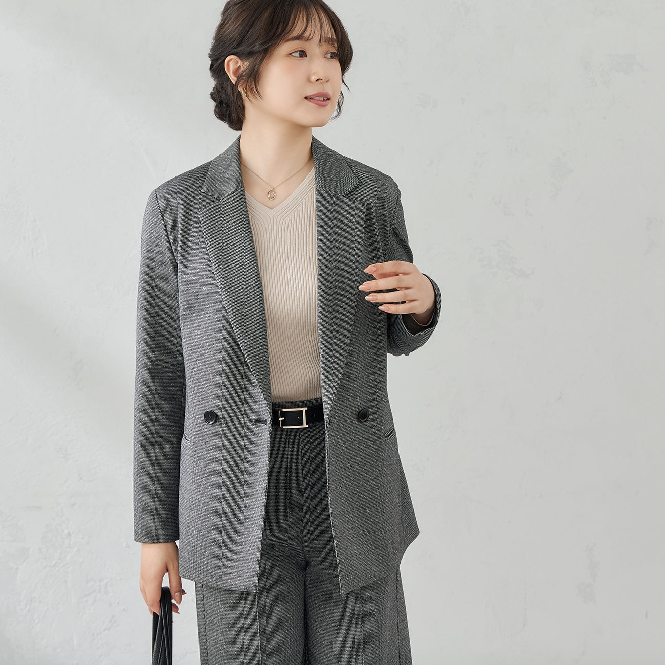 睡西服 Tweed Jersey Double Breasted外套