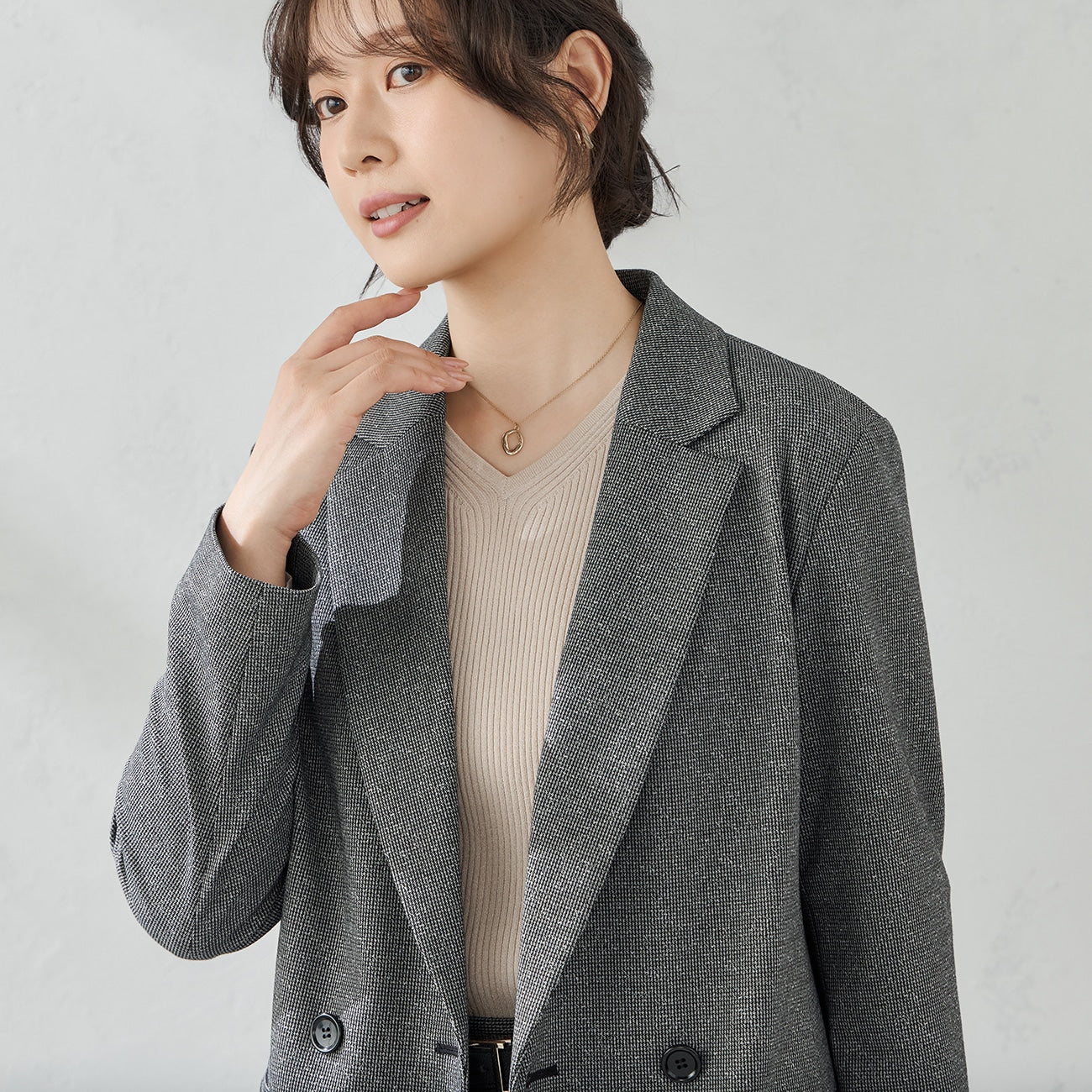 睡西服 Tweed Jersey Double Breasted外套