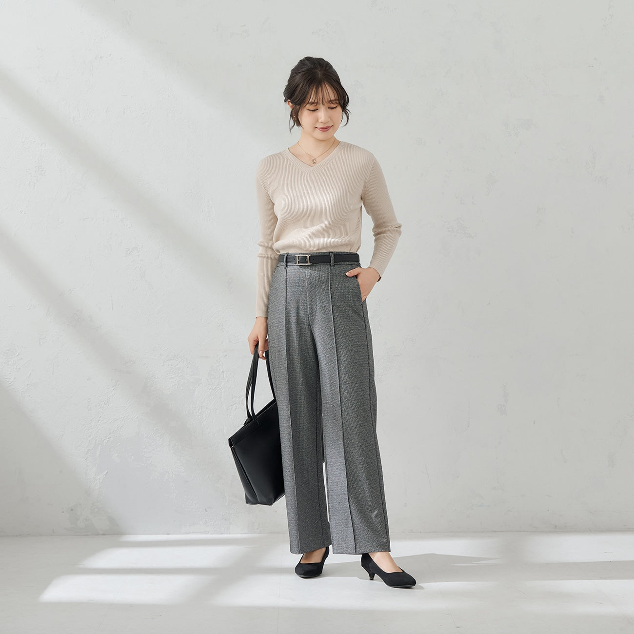 睡西服斜纹软呢半宽松长裤_15