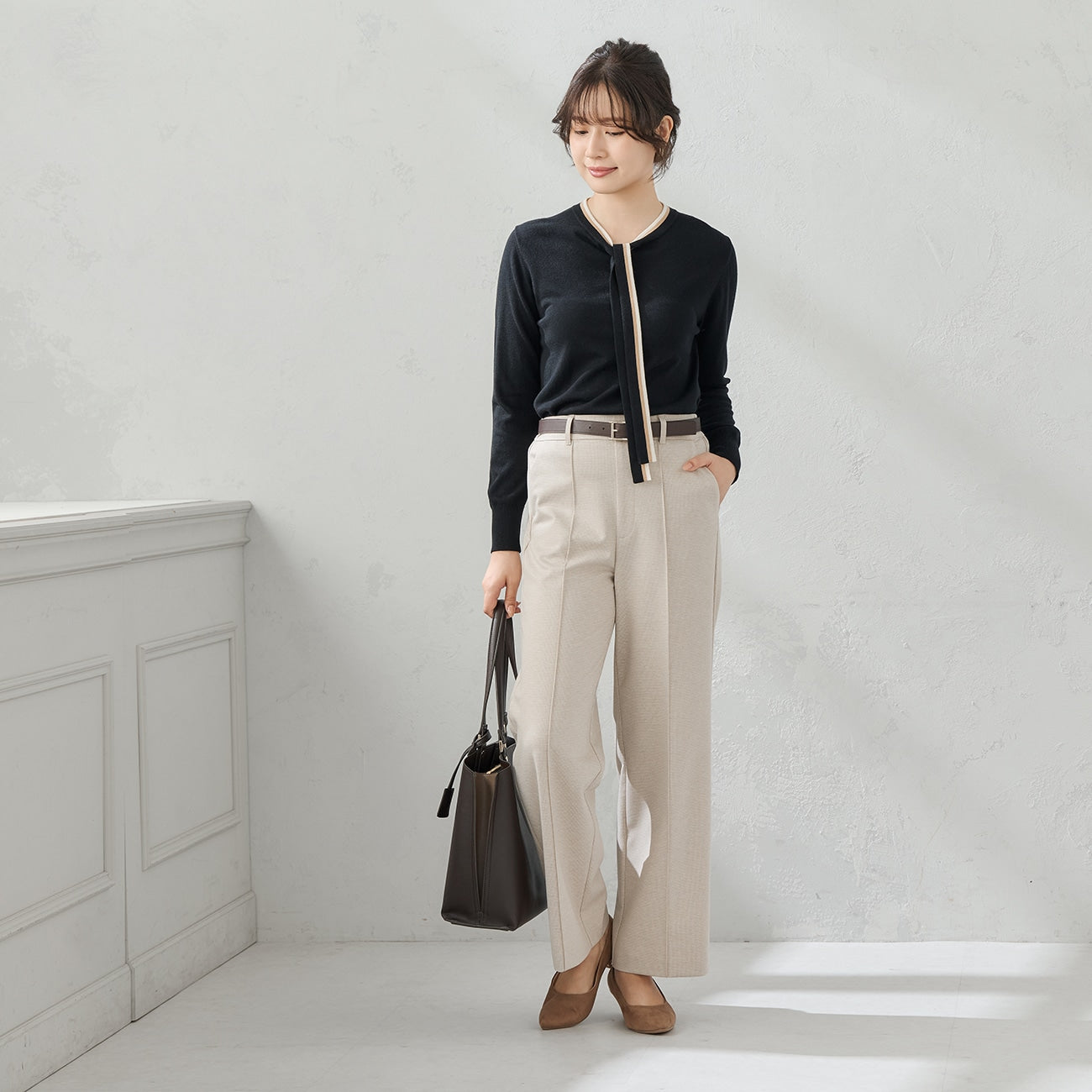 睡西服斜纹软呢半宽松长裤_04