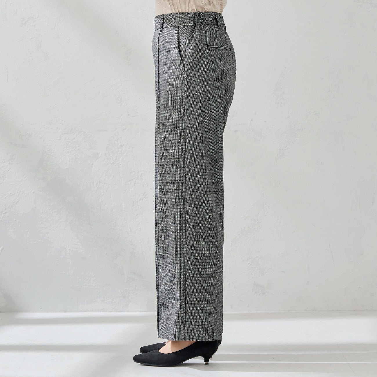 睡西服斜纹软呢半宽松长裤_17