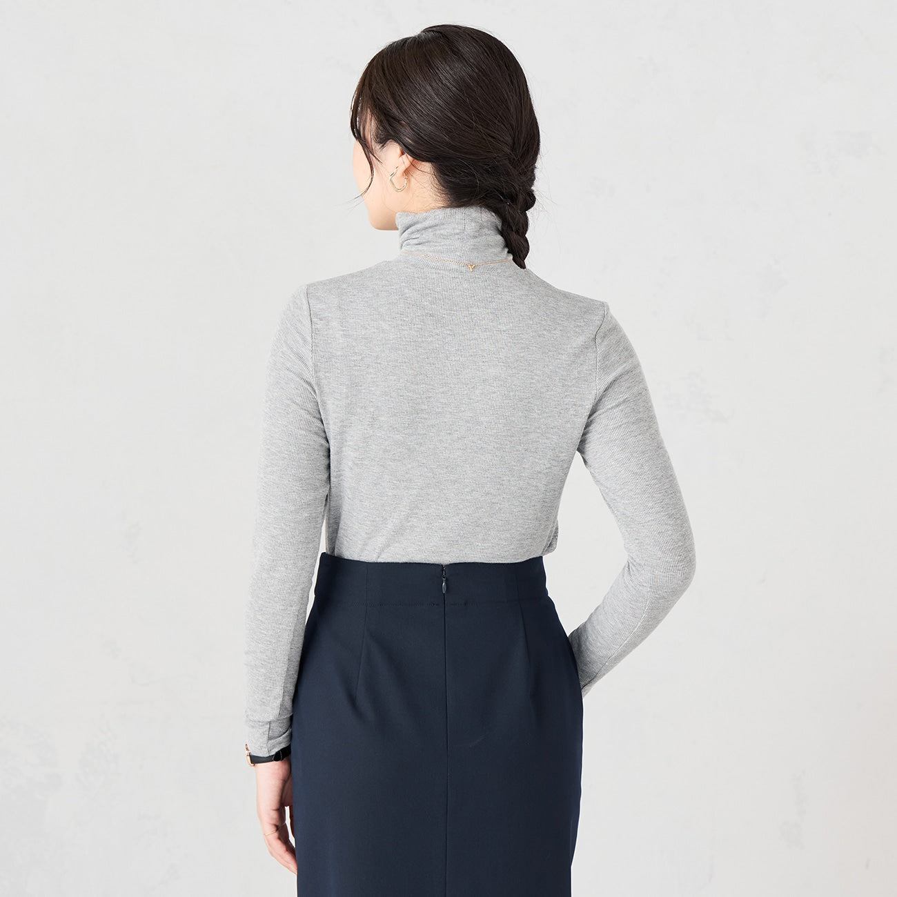 高领针织上衣 -灰