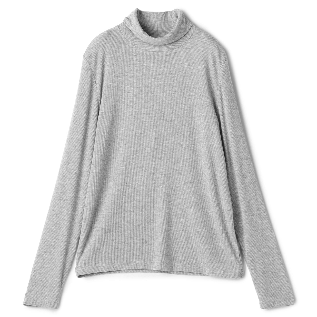 高领针织上衣 -灰