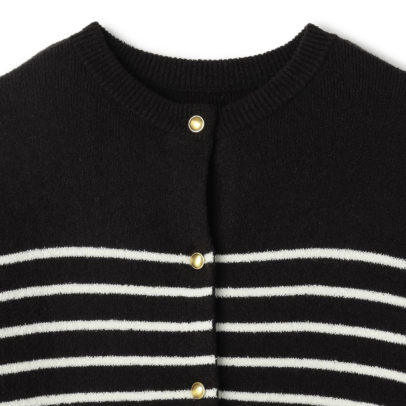 条纹针织外套 - 白色/黑色_08