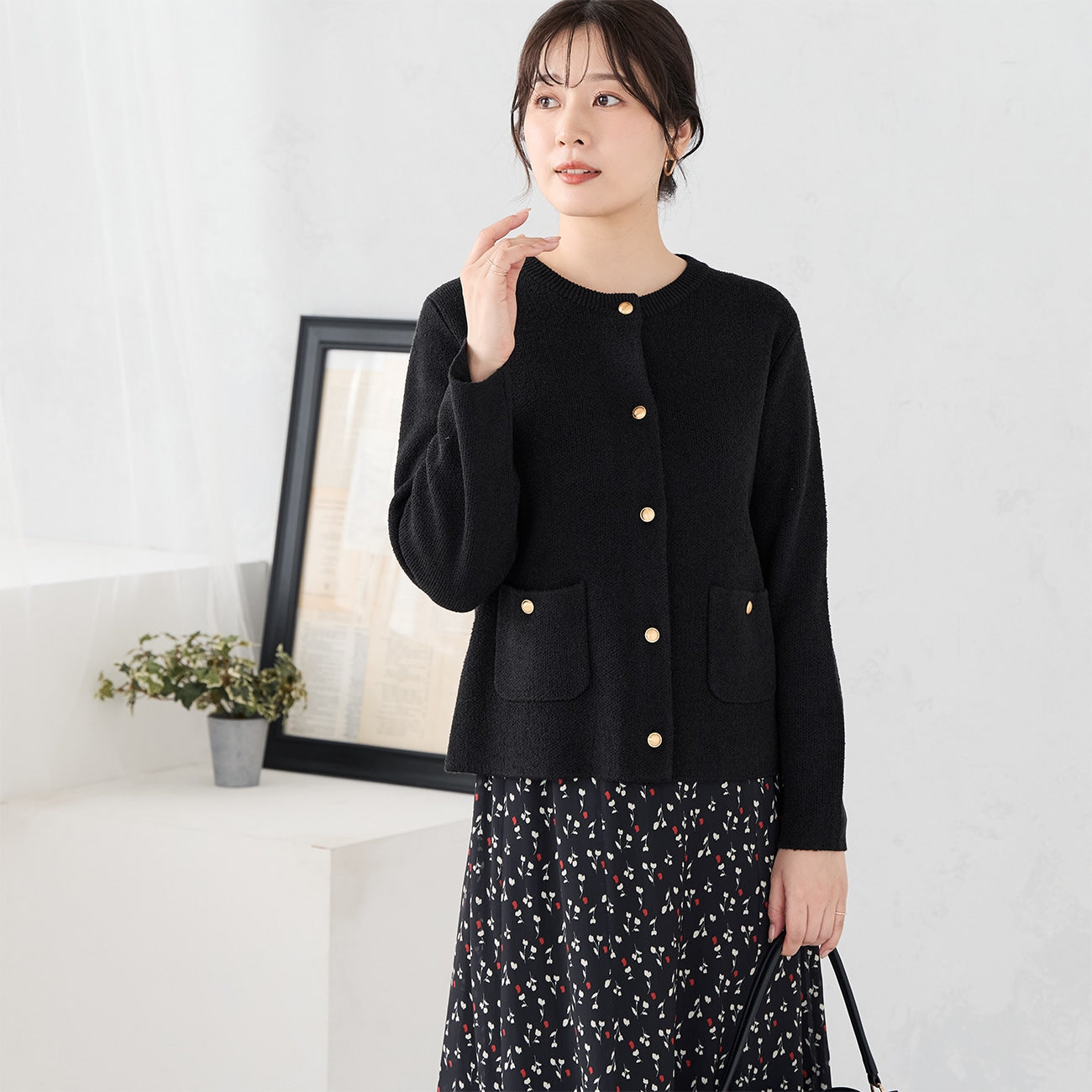 针织外套 - 黑色_01