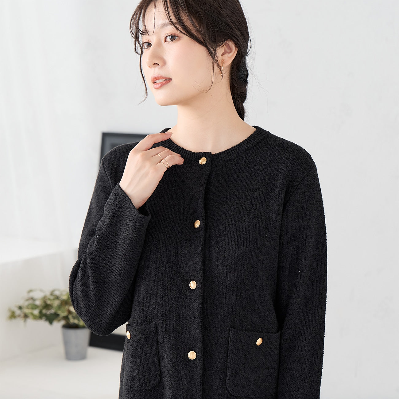 针织外套 - 黑色_05