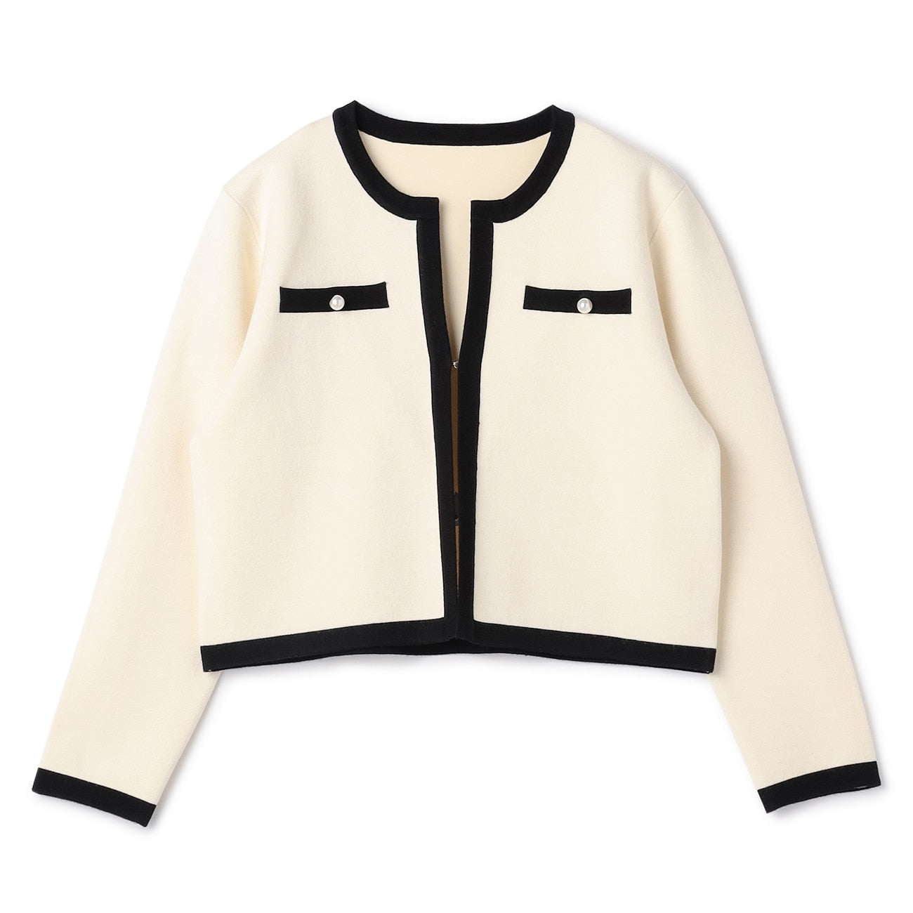 撞色镂空针织外套 - Off-White_06