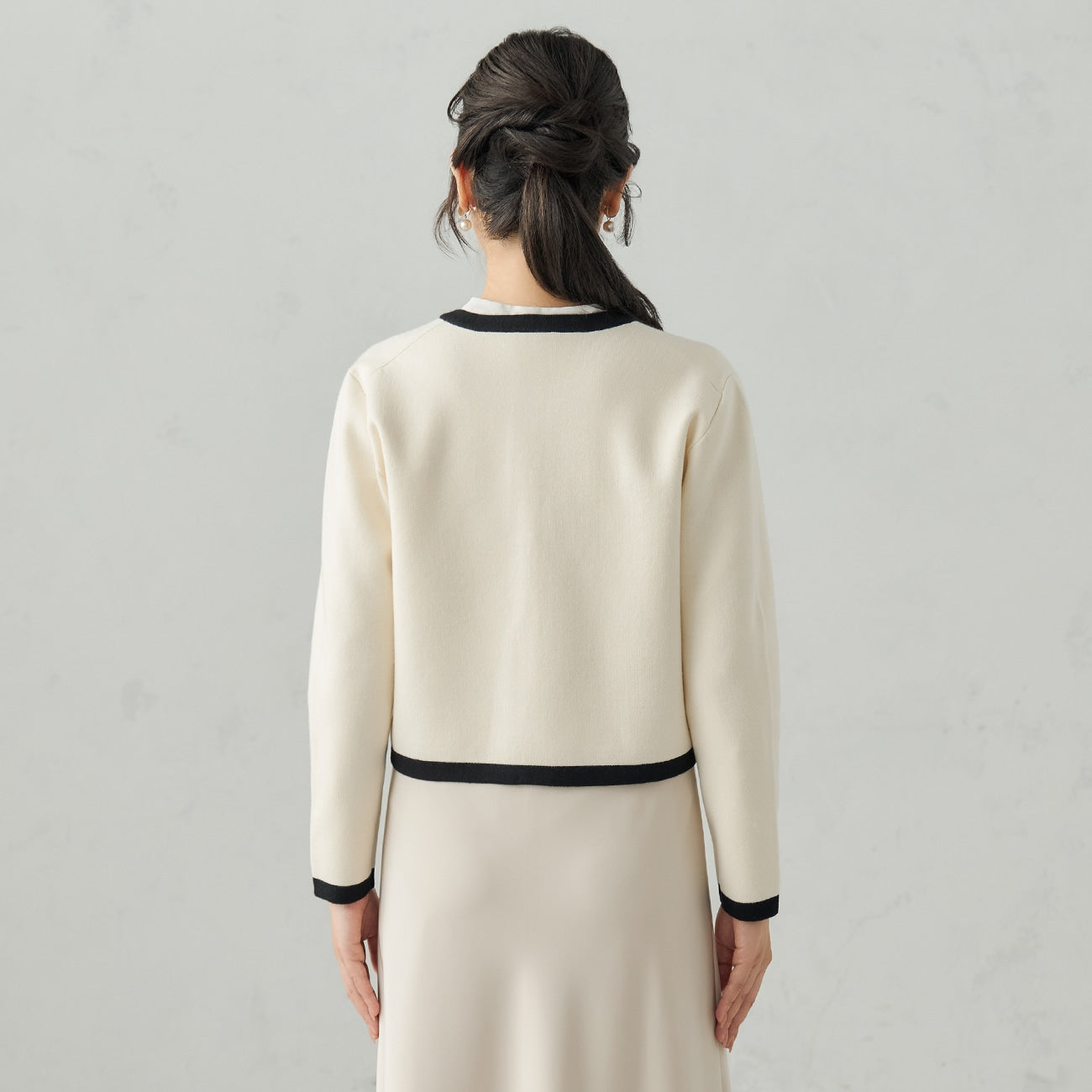 撞色镂空针织外套 - Off-White_04