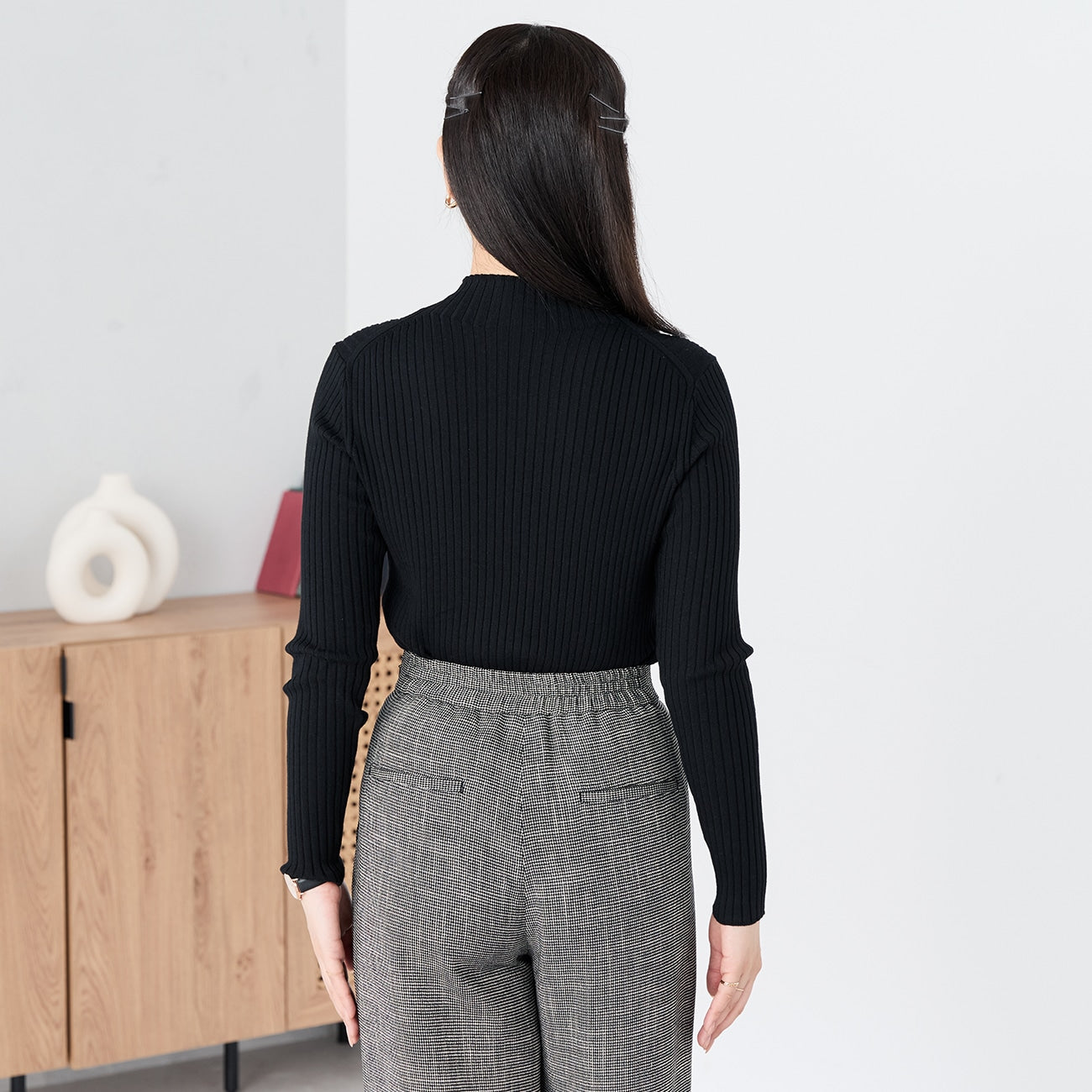 高领罗纹针织上衣_23