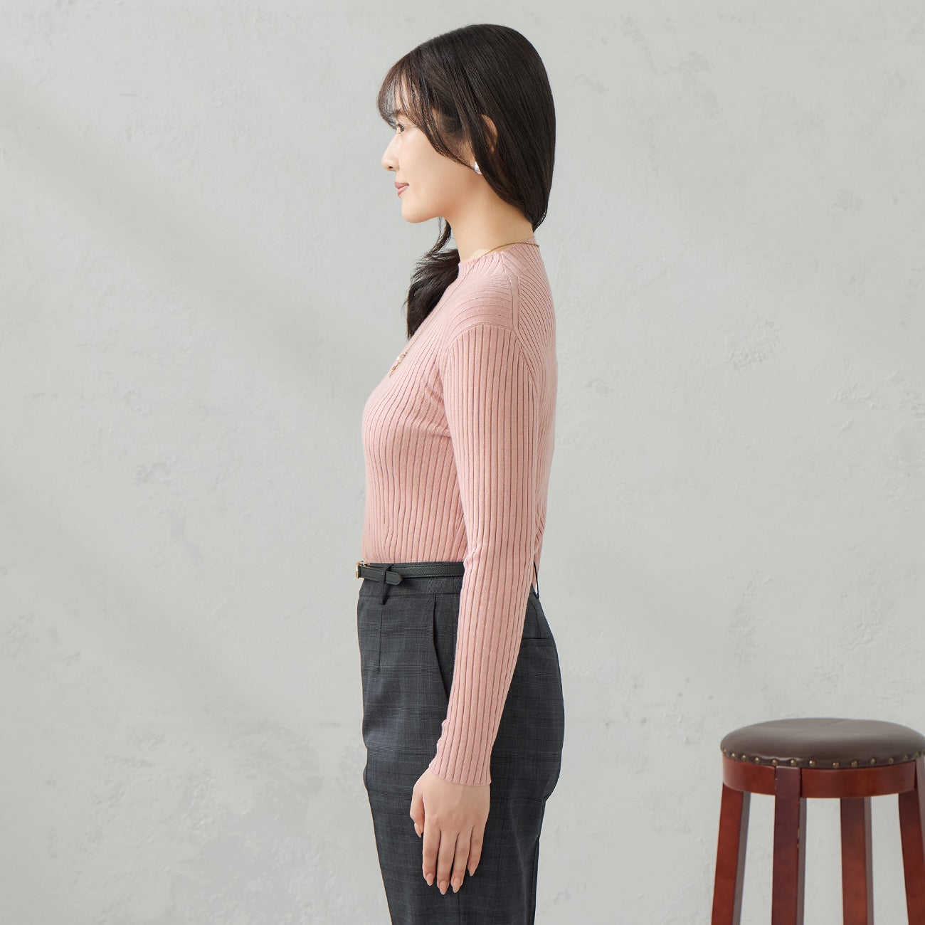 高领罗纹针织上衣_06