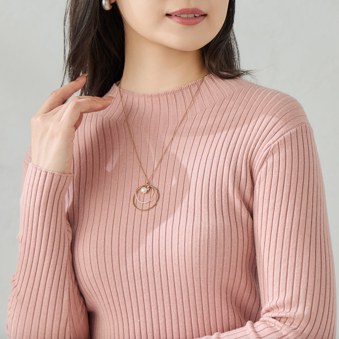 高领罗纹针织上衣_08