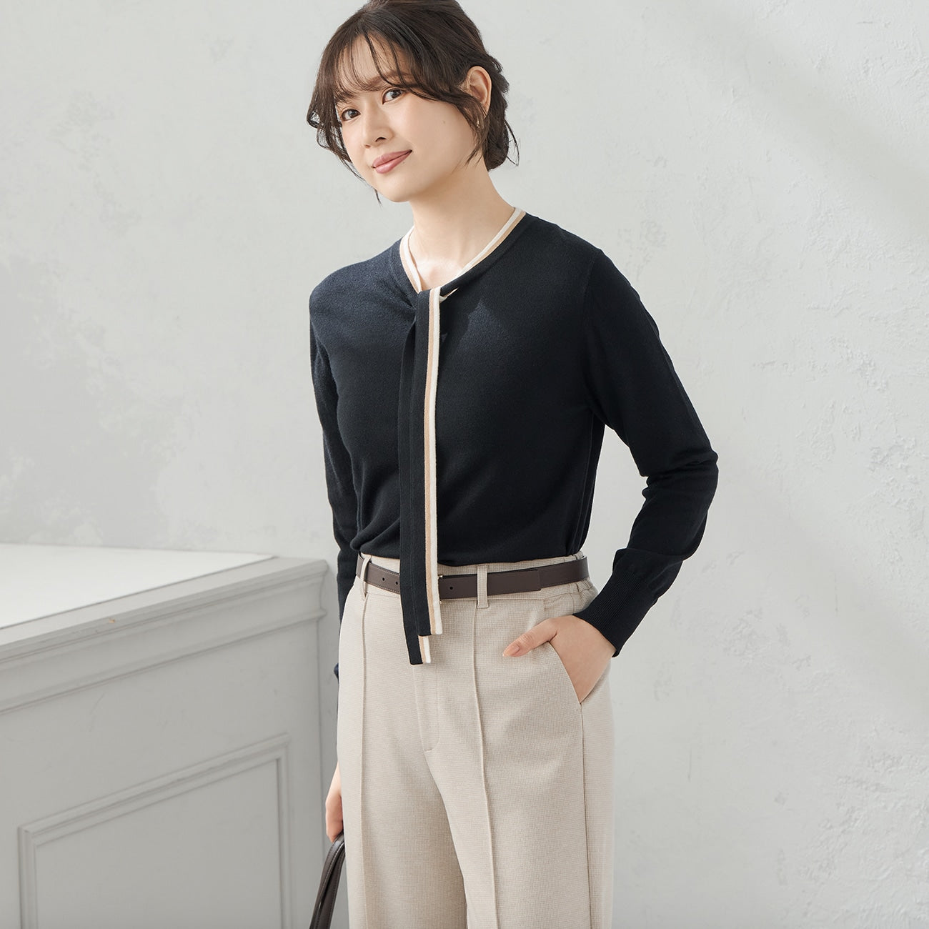 可機洗  混紡 羊毛絲綢領結 