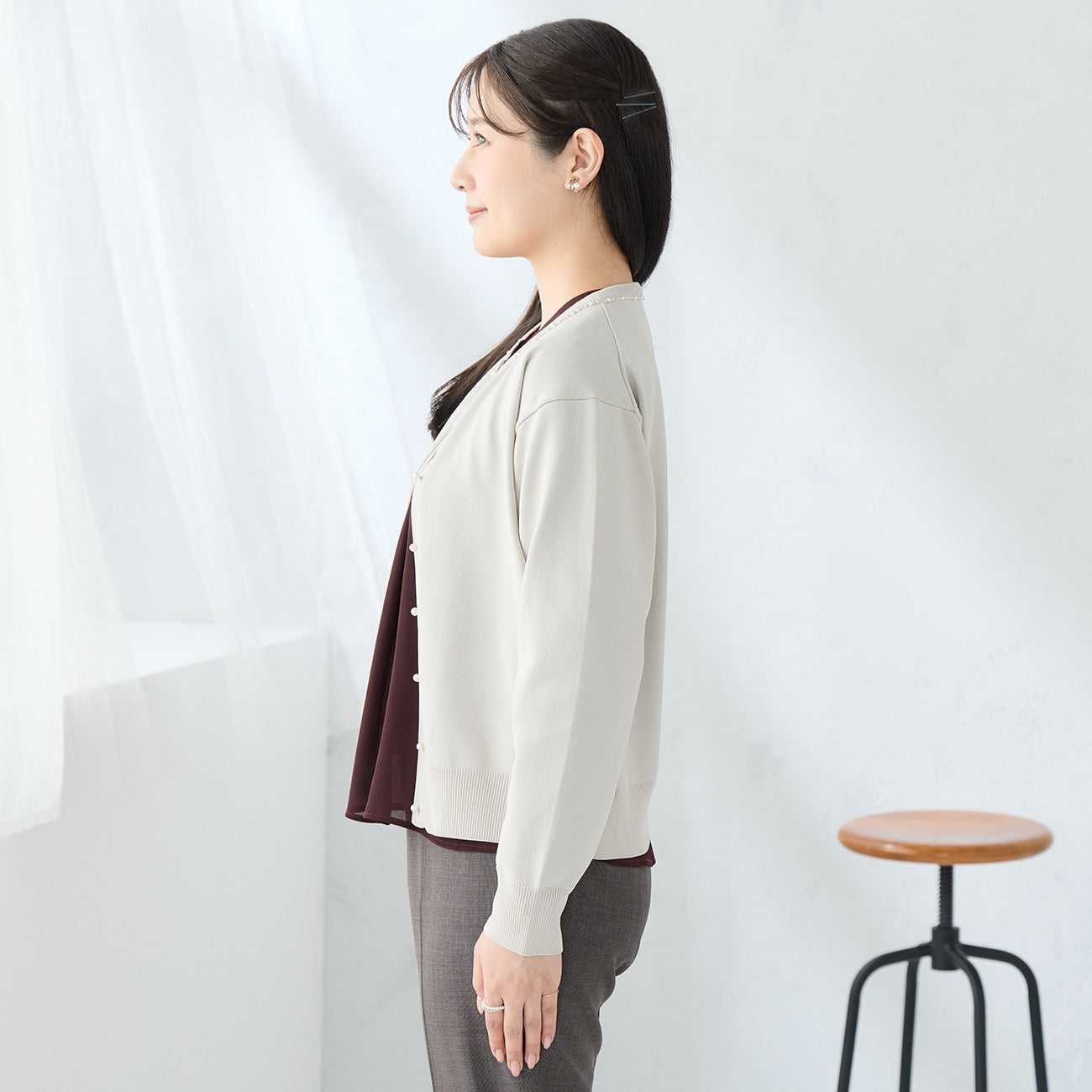 珍珠钮扣针织外套 _06