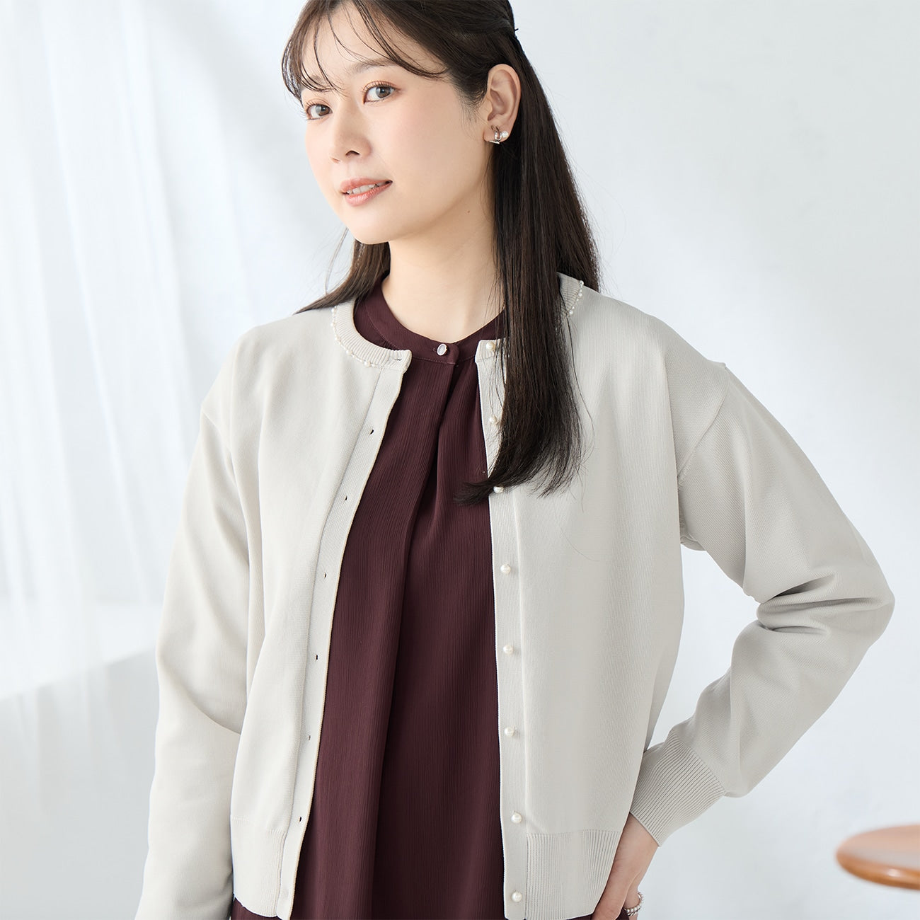 珍珠钮扣针织外套 _03