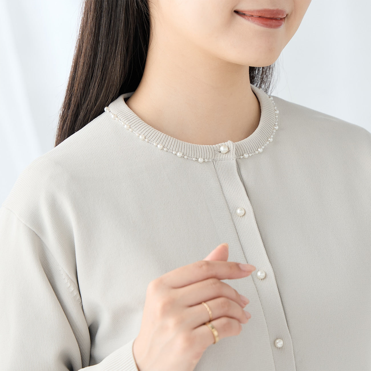 珍珠钮扣针织外套 _02