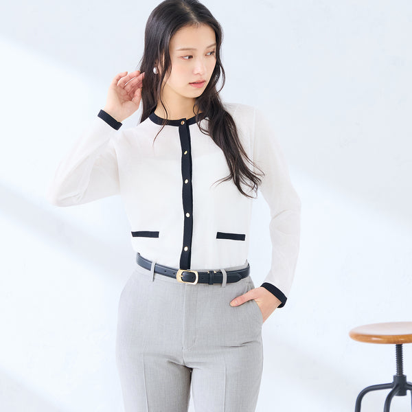 Contrast Sheer Knit Jacket [A70_MW26SS236] | AOKI GLOBAL