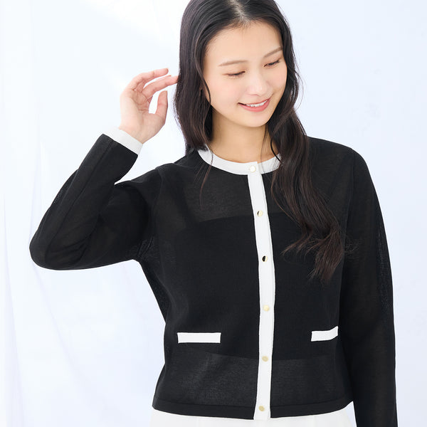 Contrast Sheer Knit Jacket [A70_MW26SS236] | AOKI GLOBAL