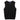 A black sleeveless V-neck knit sweater vest with a ribbed hem, displayed flat against a white background.
