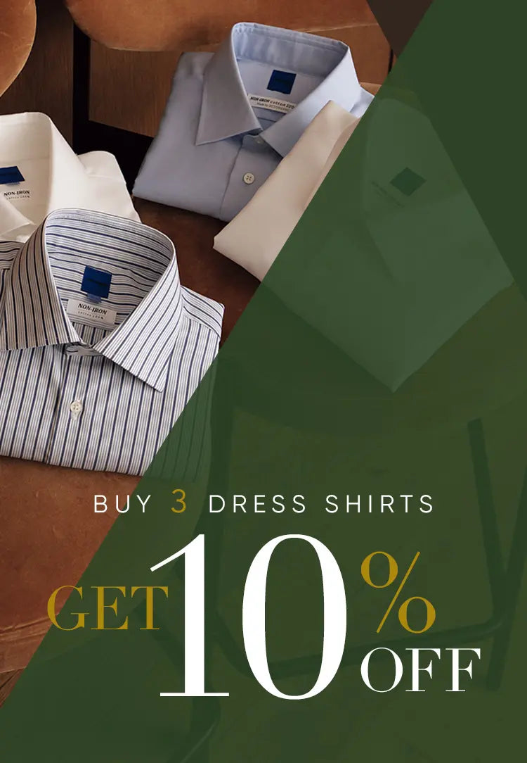 Buy 3 dress shirts get 10% off