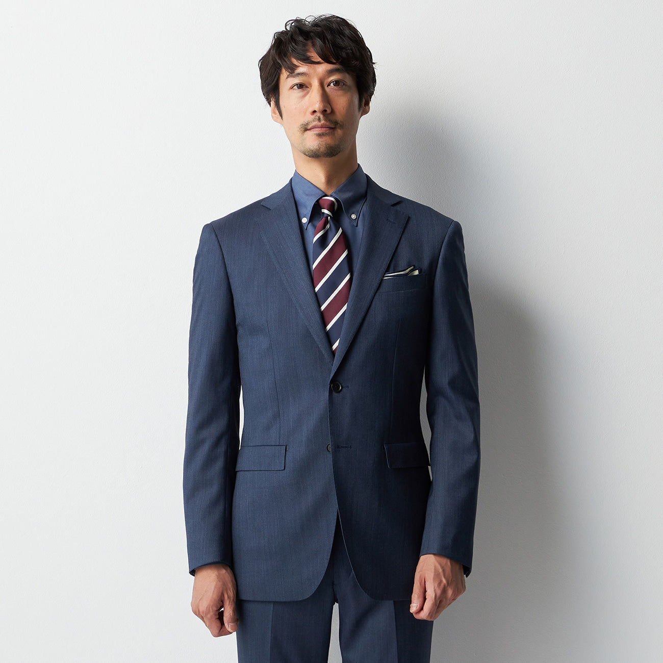 Wool Blend Pinhead Suit - Blue_16