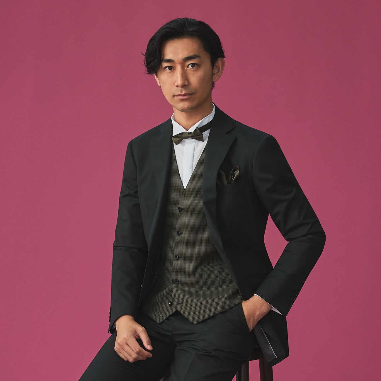 Lustrous Wool Blend Suit with Side Adjuster - Khaki_19
