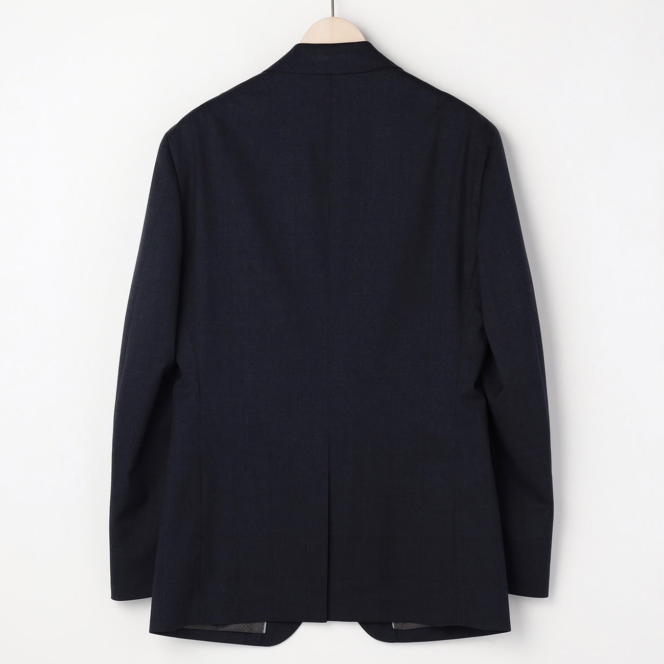 Wool Blend Windowpane Suit with Side Adjuster - Navy_18