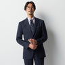 Wool Blend Windowpane Suit with Side Adjuster - Navy_16