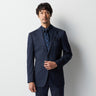 Wool Blend Glen-Plaid Suit - Navy_16