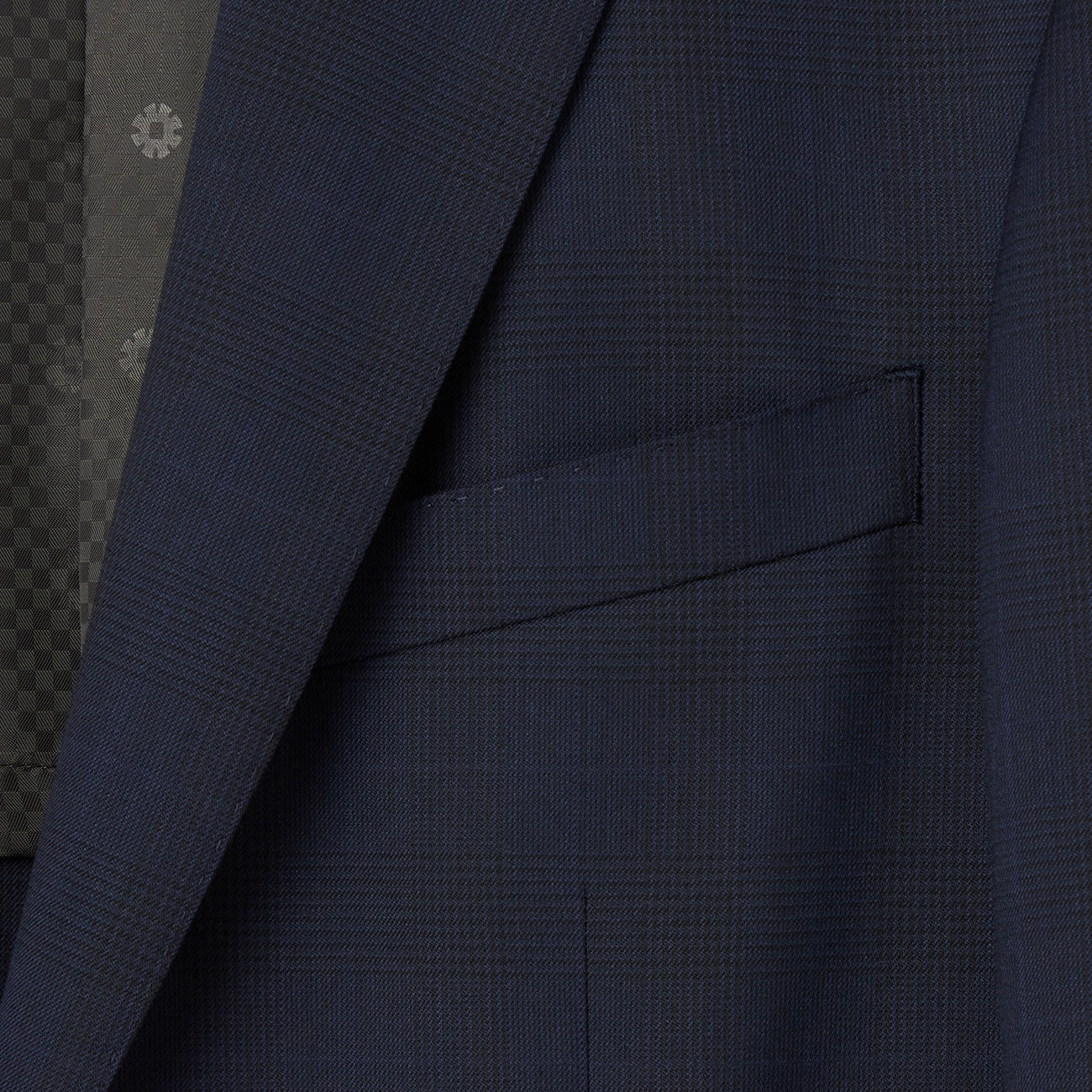 Wool Blend Glen-Plaid Suit - Navy_19