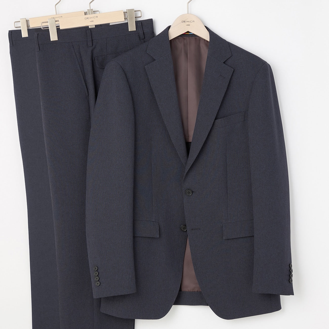 2-Pants Washable Houndstooth Suit - Navy_17
