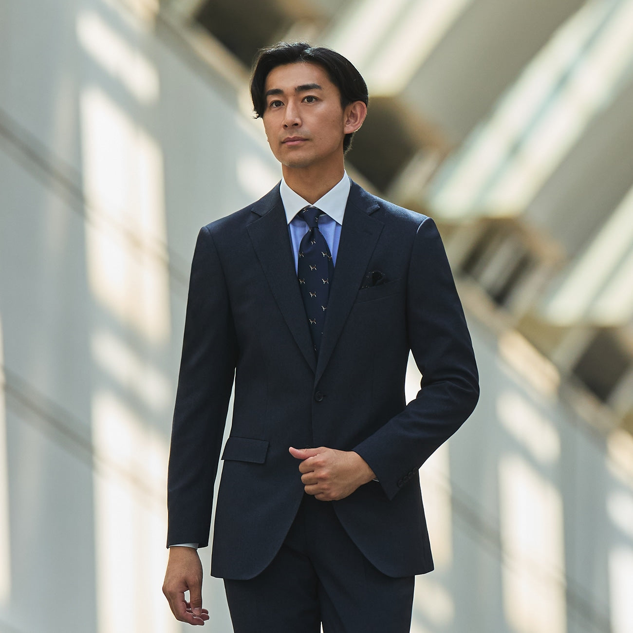2-Pants Washable Houndstooth Suit - Navy_16