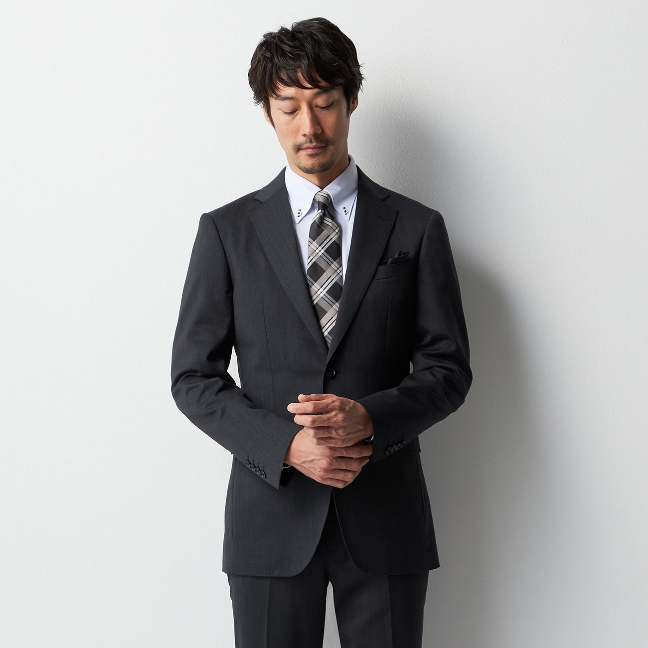 Wool Blend Twill Suit - Charcoal Gray_17