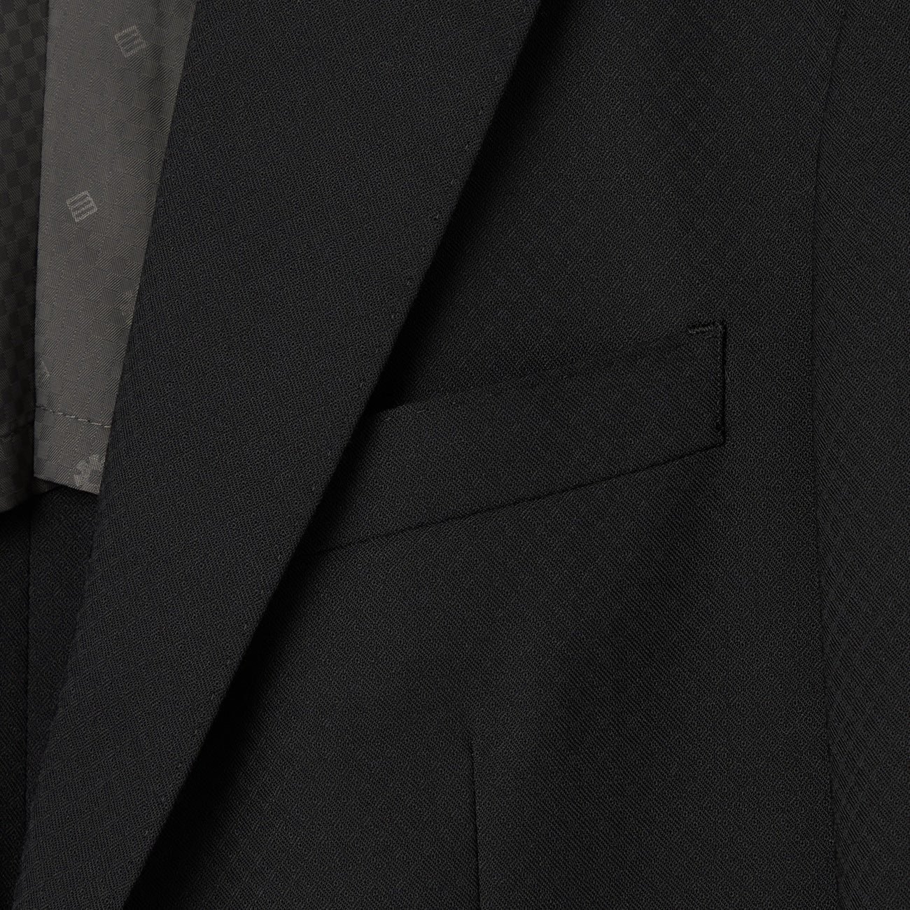 Wool Blend Textured Solid Suit - Black_20