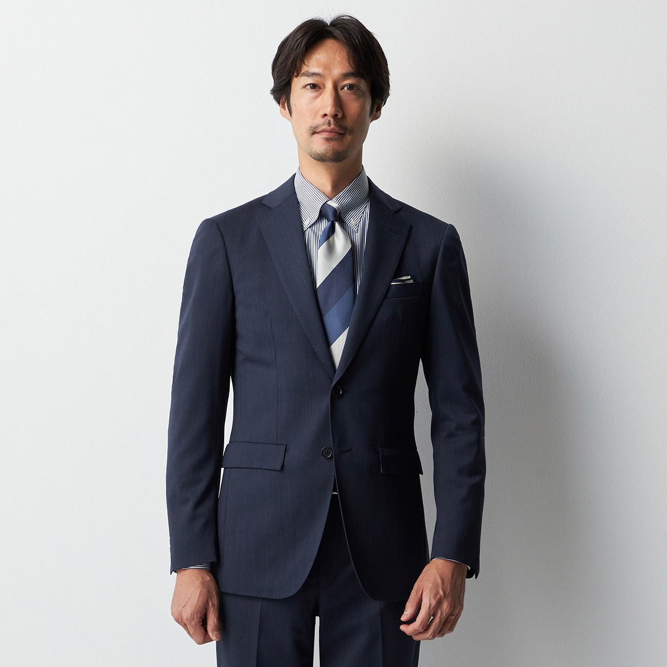 Wool Blend Twill Suit - Navy_17