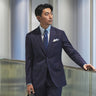 Wool Blend Stripe Suit - Navy_17