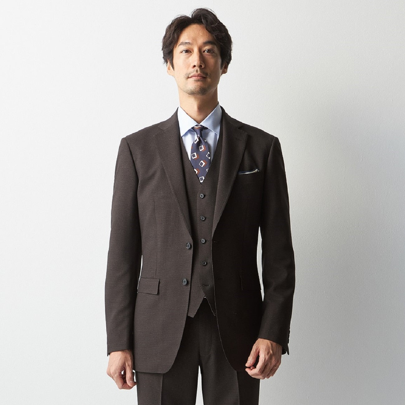 Houndstooth 3-Piece Suit - Brown_19