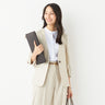 THE THIRD SUITS Linen-like Collarless Jacket - Beige_17