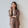 THE THIRD SUITS Linen-like Double Breasted Jacket - Brown_13