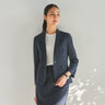 High Breathability Cropped Sleeve Notch Lapel Jacket - Navy_19
