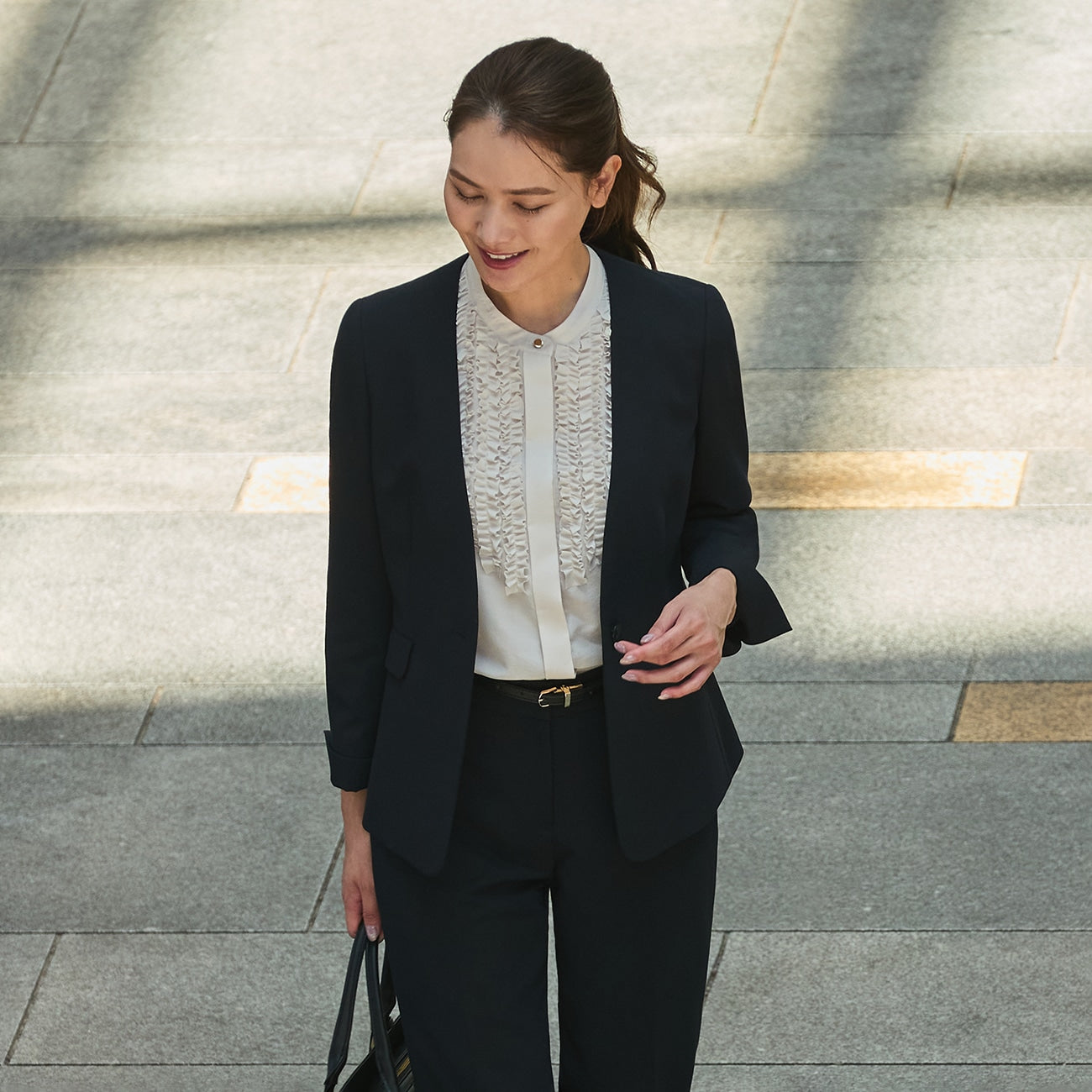 THE THIRD SUITS 无领双层编织外套 -深蓝