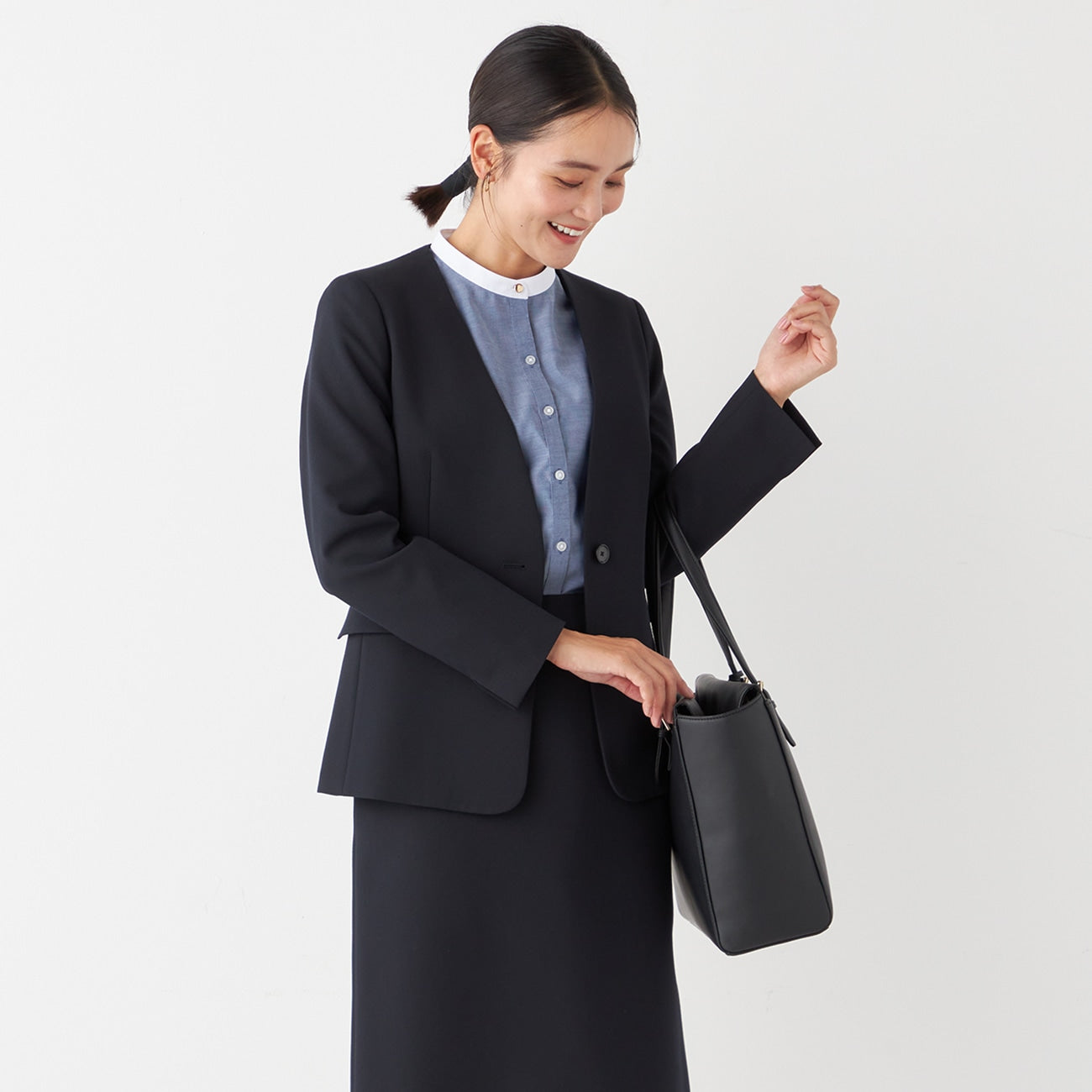 THE THIRD SUITS 无领双层编织外套 -深蓝