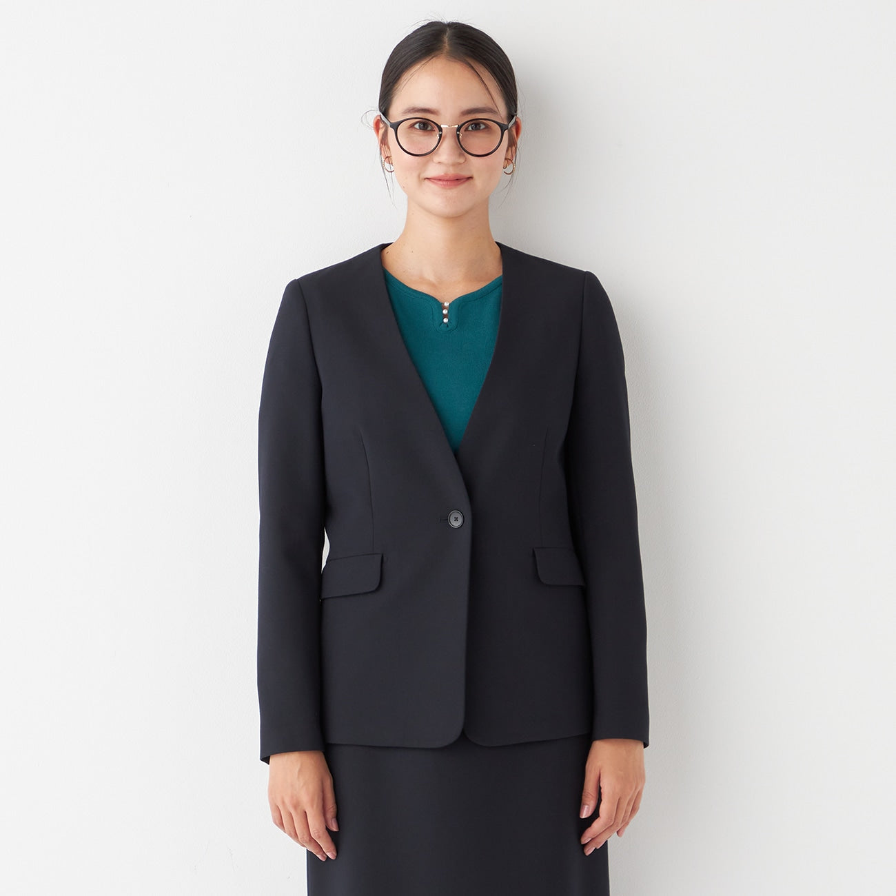 THE THIRD SUITS 无领双层编织外套 -深蓝