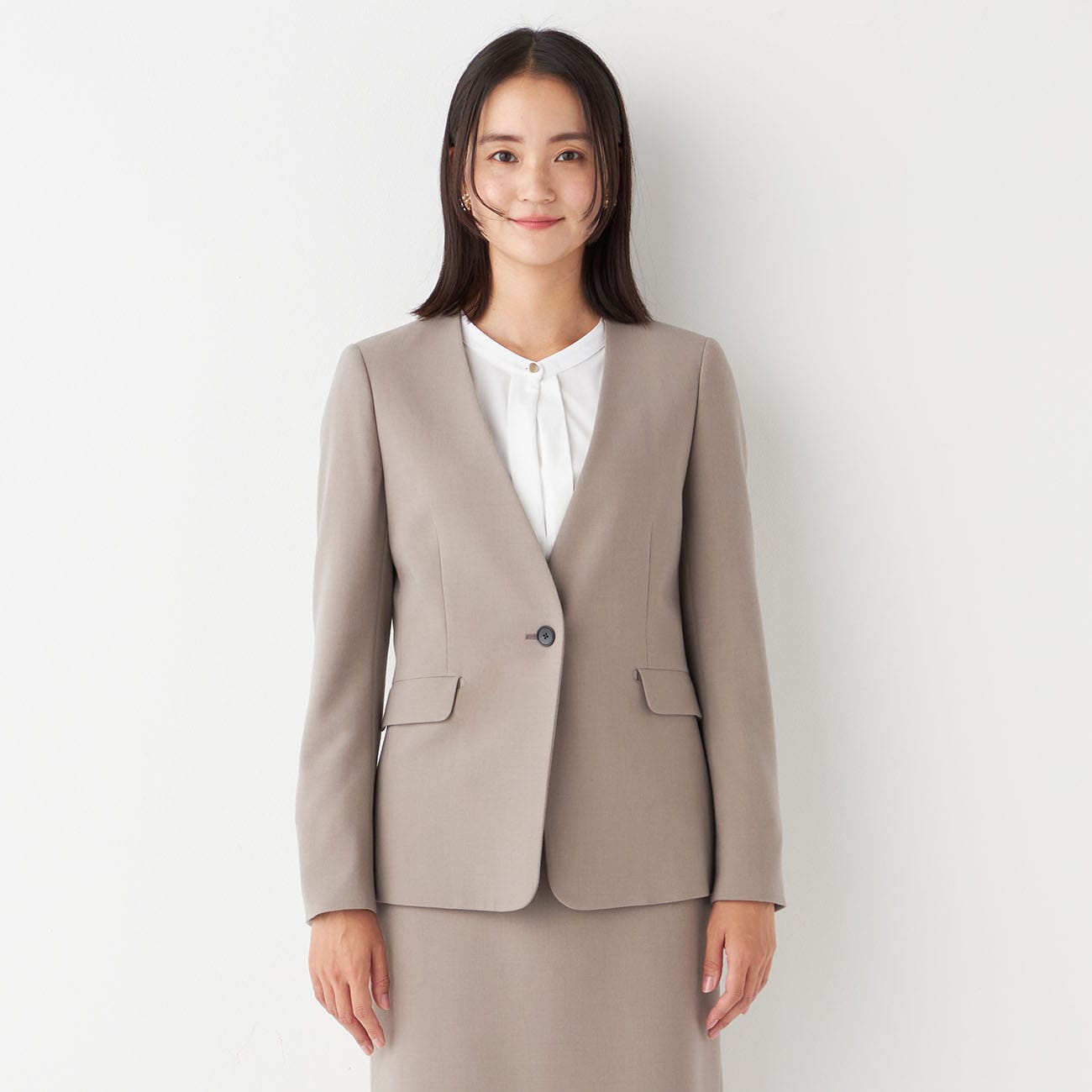 THE THIRD SUITS 无领双层编织外套 - 米色_25