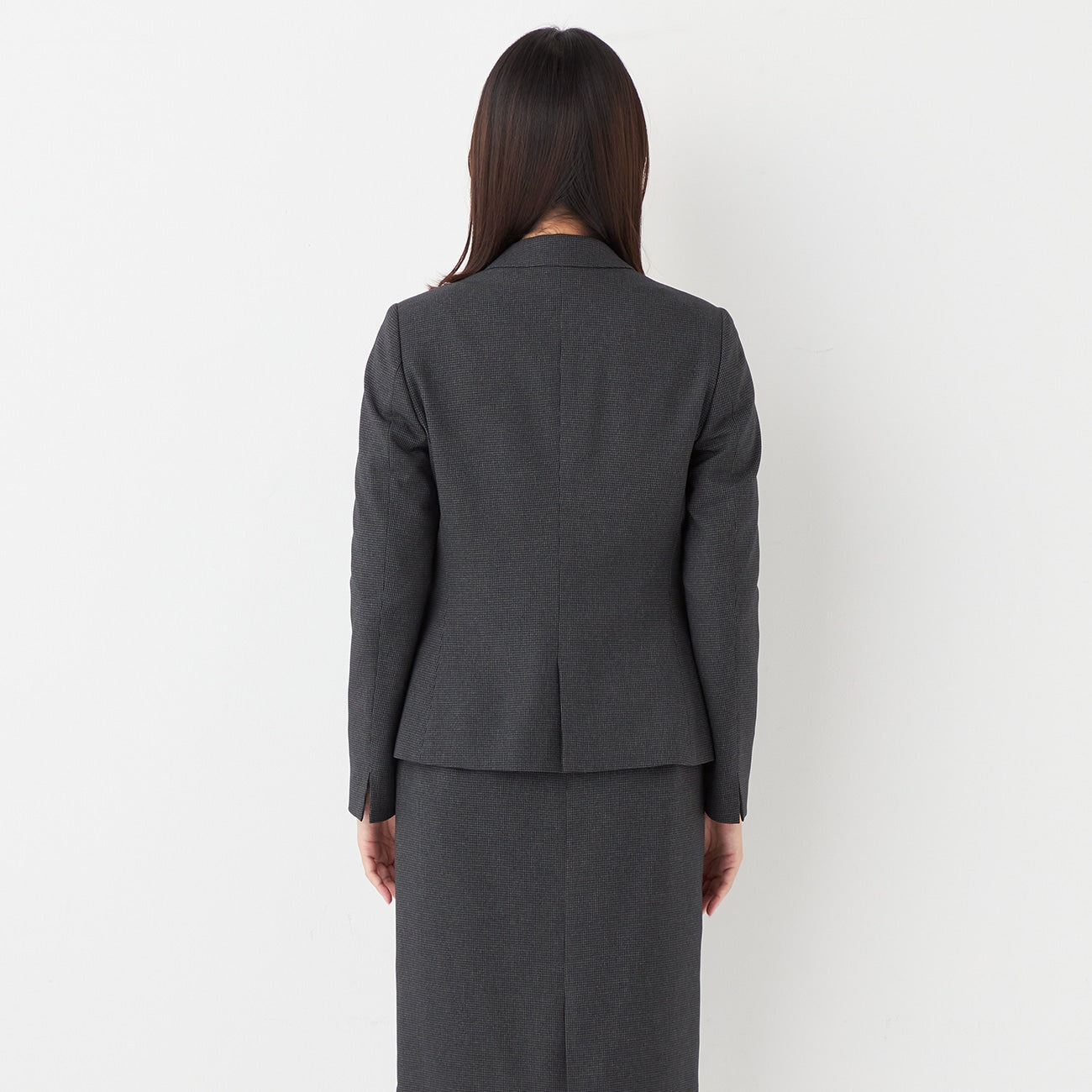 Washable Stretch Notch Lapel Houndstooth Jacket - Charcoal Gray_21