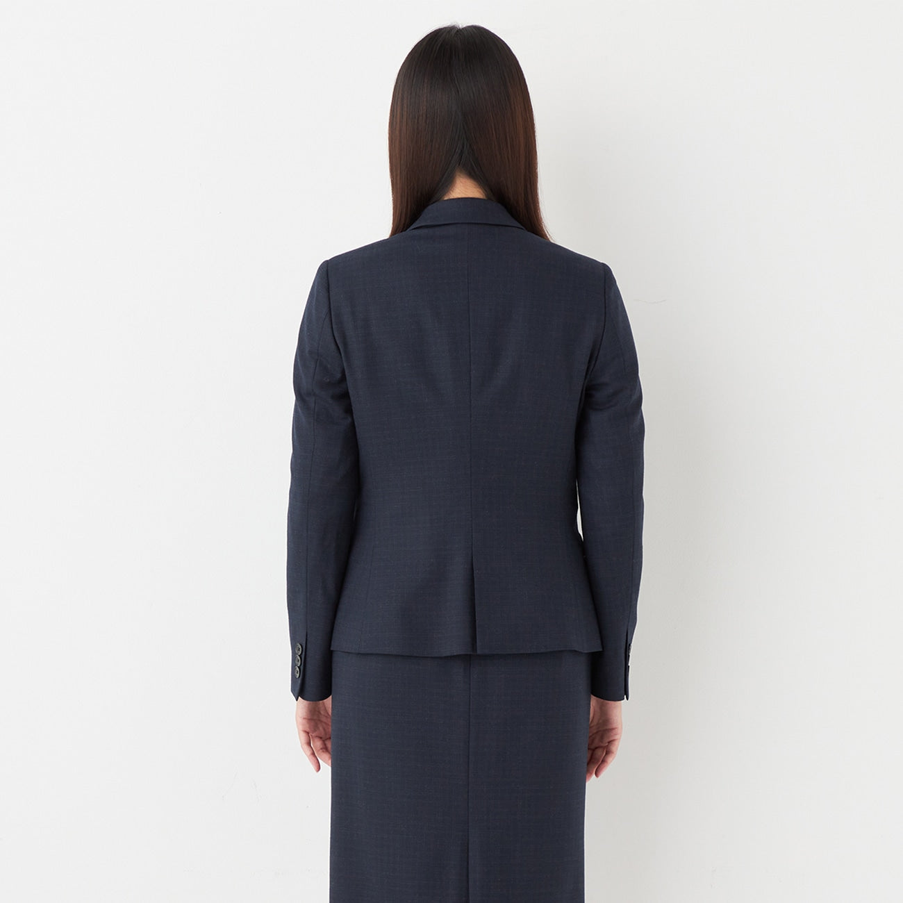 Washable Stretch Wool Milled Check Jacket - Navy_20