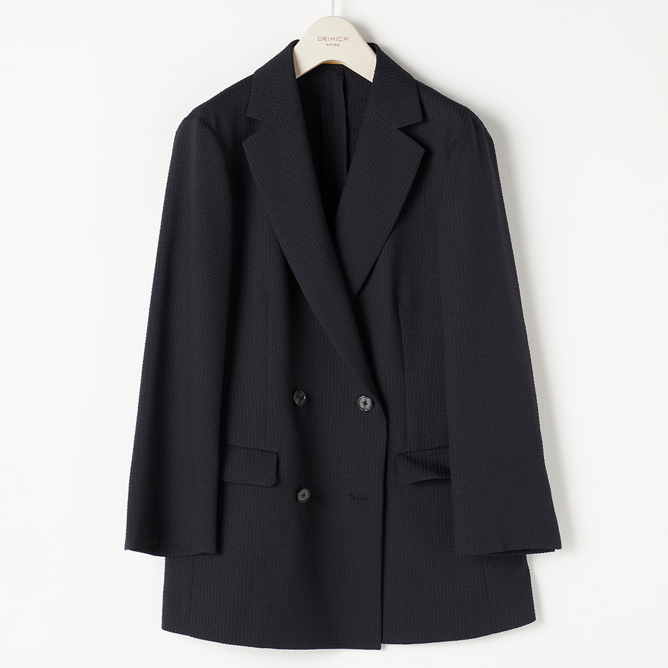 THE THIRD SUITS 泡泡紗 雙排扣外套 -深藍