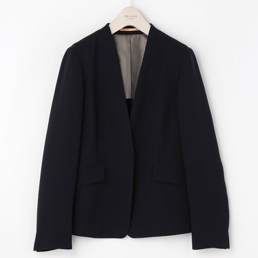 THE THIRD SUITS Double Cloth Collarless Jacket - Navy_30