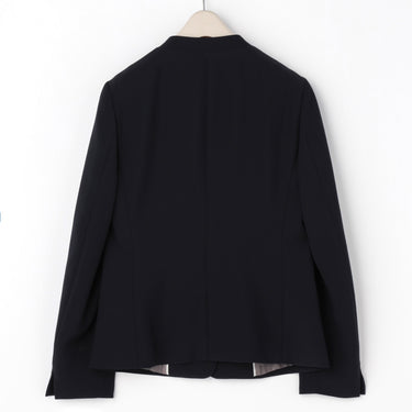 THE THIRD SUITS Double Cloth Collarless Jacket - Navy_31