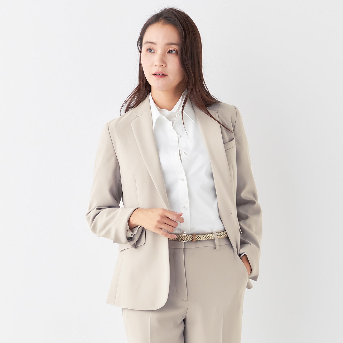 THE THIRD SUITS Double Cloth Notch Lapel Jacket - Beige_27